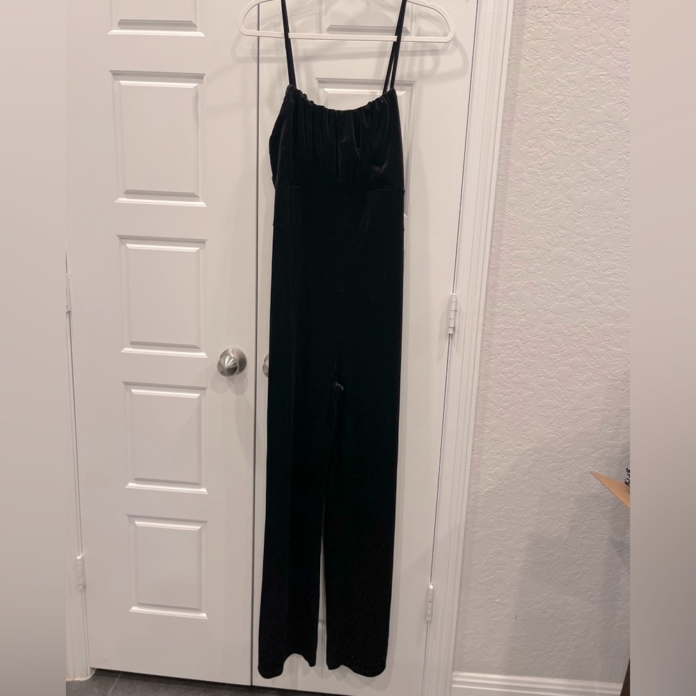 Woman’s Black Velveteen Jumpsuit